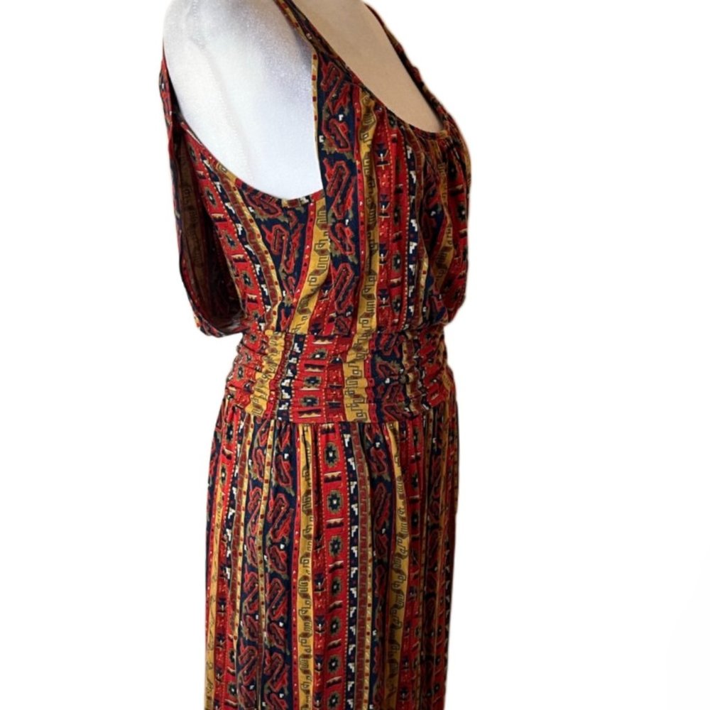 Lucky Brand Ruched Waist Summer Nights Jordana Boho / Aztec Dress Size Small - Picture 6 of 9
